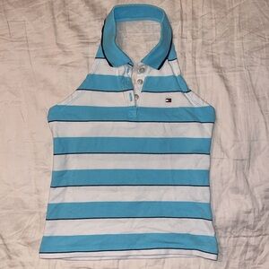 Tommy Hilfiger EUC Blue/White Stripped Halter Top